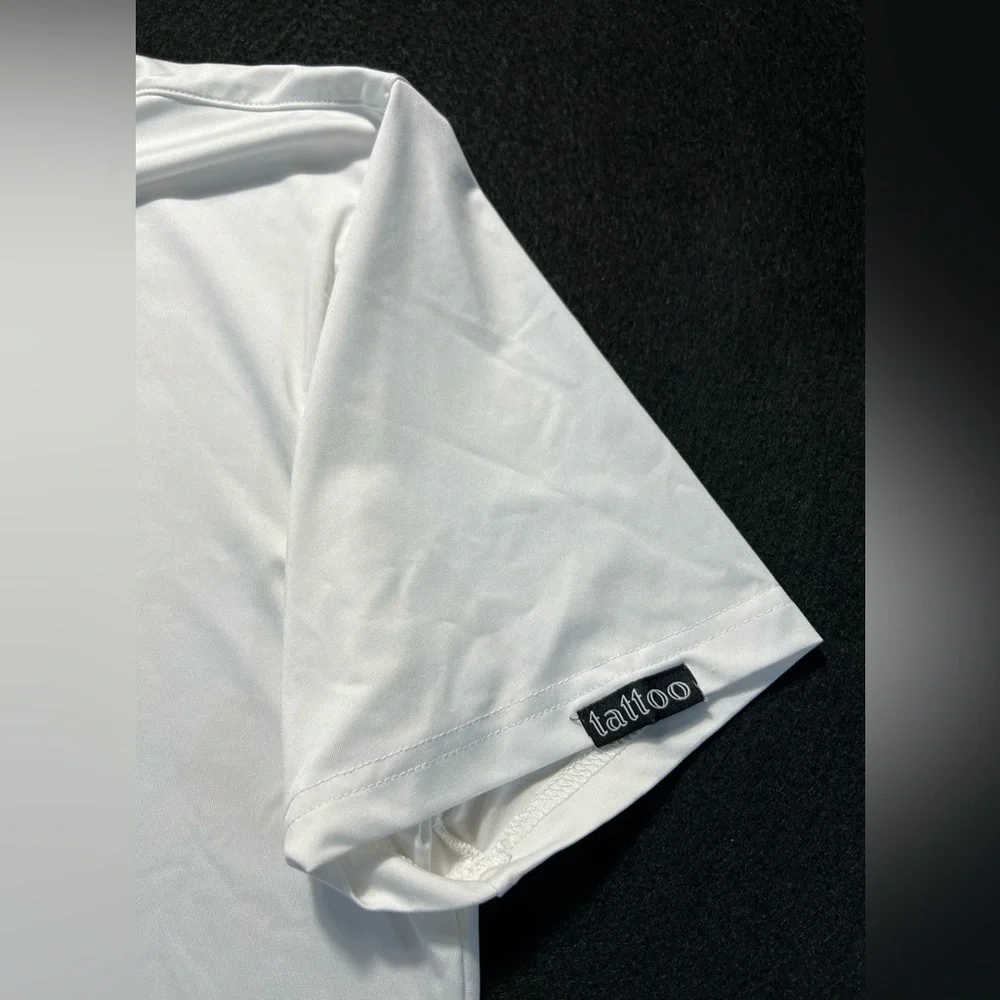 Tattoo Golf Cool-Stretch Polo Shirt Men’s Medium White Performance Skull Logo - Picture 5 of 7